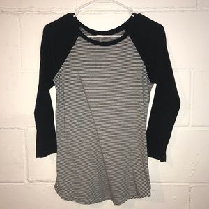 Black and White Striped Baseball Tee